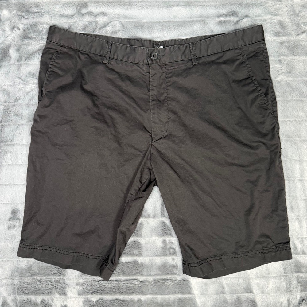 Hugo Boss Mens Regular Fit Chino Shorts Black Cotton Casual Size 40